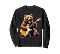 Funny Grizzly Bear Playing Electric Guitar Bear Lovers Sweatshirt