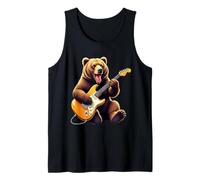 Funny Grizzly Bear Playing Electric Guitar Bear Lovers Tank Top