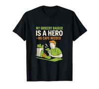 Funny Grocery Bagger Hero No Cape Needed T-Shirt