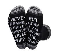 Funny Groom Socks Wedding Socks I Never Dreamed I'd End Up Marrying A Perfect Wife Best Man Gift For Groom (Black-Marrying A Perfect Wife)