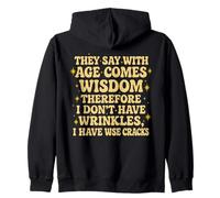 Funny Groovy They Say With Aging Wisdom Humor Retro Seniors Zip Hoodie