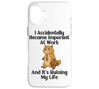 Funny Groundhog Accidentally Became Important at Work Office Case for iPhone 16 Plus