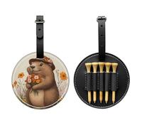 Funny Groundhog Black Printed Golf tee Storage Bag - for Men only, Durable PU Material, Easy to Carry, Enhance The Golf Experience