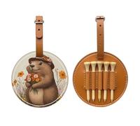 Funny Groundhog Brown Printed Golf tee Storage Bag - for Men only, Durable PU Material, Easy to Carry, Enhance The Golf Experience