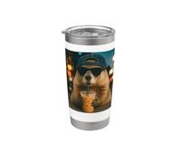 Funny Groundhog Drinking Iced Coffee Stainless Steel Insulated Tumbler