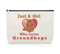 Funny Groundhogs Gift Makeup Bag Animal Lover Presents for Women Friend Groundhogs Lover Gift Woodchucks Cosmetic Bag Christmas Birthday Presents for Zoologist Friend Sister Travel Cosmetic Pouch