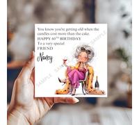 Funny Growing Old Personalised Birthday Card, 6x6 Inch, 300gsm Textured Cardstock, Blank Inside, Multicoloured Design #03