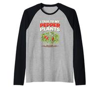 Funny Growing Peppers Design I Talk to My Pepper Plants Raglan Baseball Tee