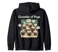 Funny Grumble Of Pugs Grumpy Pug Dog Lover Zip Hoodie