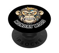 Funny Grumpy Animal Monkey Design Gift for Men Women Kids PopSockets Adhesive PopGrip