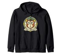 Funny Grumpy Animal Monkey Design Gift for Men Women Kids Zip Hoodie