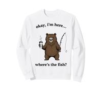 Funny Grumpy Bear Fishing Coffee Humor Illustration Sweatshirt