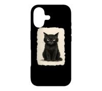 Funny Grumpy Black Neko Cat Kawaii Japanese Anime Vintage Case for iPhone 17