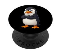 Funny Grumpy Cartoon Penguin Character Design PopSockets Adhesive PopGrip