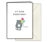 Funny Grumpy Cat Birthday Card, A5 Size, with Envelope, Black and Colourful Design