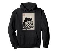 Funny Grumpy Frog Pizza Sumi-e Japanese Ink Painting Pullover Hoodie