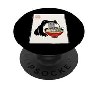 Funny Grumpy Frog Ramen Sumi-e Kawaii Ink Painting Japanese PopSockets Adhesive PopGrip