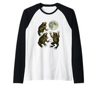 Funny Grumpy Frog Sumi-e Kawaii Ink Painting Japanese Raglan Baseball Tee