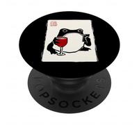 Funny Grumpy Frog Wine Music Kawaii Japanese PopSockets Adhesive PopGrip