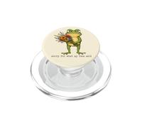 Funny Grumpy Frog with Flowers Whimsical Animal Art PopSockets PopGrip for MagSafe