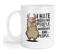 Funny Grumpy Llama Mug - I Hate Morning People. and Mornings. and People - 11oz Coffee Mug for Birthday Gift, Funny Gift for Friends, Family, Coworkers
