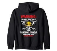 Funny Grumpy Maintenance Technician Annoy At Your Own Risk Zip Hoodie