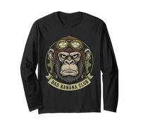 Funny Grumpy Monkey Animal Design Gift for Men Women Kids Long Sleeve T-Shirt