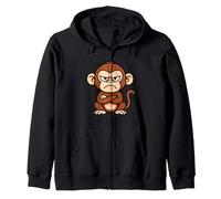 Funny Grumpy Monkey Animal Design Gift for Men Women Kids Zip Hoodie