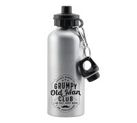 Funny Grumpy Old Man Club - Father's Day Gift for Dad, Grandad, or Husband, 500 ml Aluminium Water Bottle. (Silver)