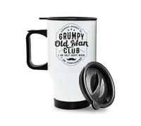 Funny Grumpy Old Man Club - Father's Day Gift for Dad, Grandad, or Husband, Insulated 14oz Travel Mug, Tea, Coffee Mug. (White)
