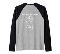 Funny Grumpy Old Man Get Off My Lawn For Seniors Raglan Baseball Tee