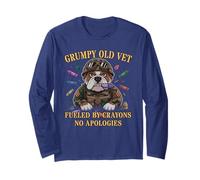 Funny Grumpy Old Vet Crayons Fueled NO Apologies MRE Eater Long Sleeve T-Shirt