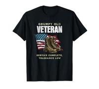 Funny Grumpy Old Vet for Military w/American Flag and Boots T-Shirt