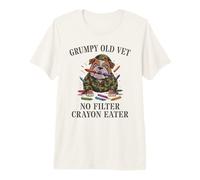 Funny Grumpy Old Vet NO Filter Crayon Eater Eat Grandpa BOD Premium T-Shirt