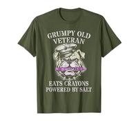 Funny Grumpy Old Veteran EATS Crayons Salty Jarhead Son Dad T-Shirt