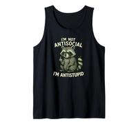 Funny Grumpy Raccoon Antisocial Anti Stupid Sarcastic Tank Top