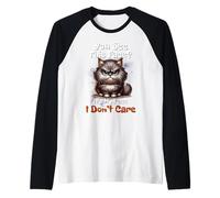 Funny Grumpy Saying I Don't Care About My Face Cheeky Cat Raglan Baseball Tee