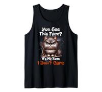 Funny Grumpy Saying I Don't Care About My Face Cheeky Cat Tank Top