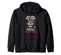 Funny Grumpy Saying I Don't Care About My Face Cheeky Cat Zip Hoodie