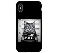 Funny Grumpy Tabby Moody Cat I Hate People Case for iPhone X/XS