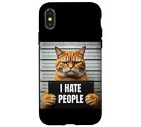 Funny Grumpy Tabby Moody Cat I Hate People Case for iPhone X/XS