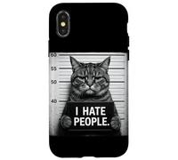 Funny Grumpy Tabby Moody Cat I Hate People Case for iPhone X/XS