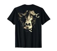 Funny Grunge Cigarette Giraffe Portrait Smoking Art On Back T-Shirt