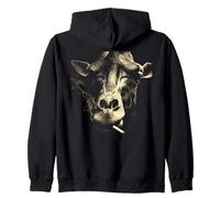 Funny Grunge Cigarette Giraffe Portrait Smoking Art On Back Zip Hoodie