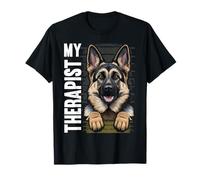 Funny GSD Shep Puppy My Therapist German Shepherd Dog T-Shirt