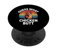 Funny Guess What Chicken Butt Rooster Saying PopSockets Adhesive PopGrip