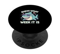 Funny Guess What Week It Is Shark Joke Lover Ocean Wildlife PopSockets Adhesive PopGrip