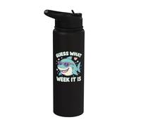 Funny Guess What Week It is Shark Joke Lover Ocean Wildlife Stainless Steel Insulated Water Bottle