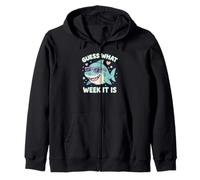 Funny Guess What Week It Is Shark Joke Lover Ocean Wildlife Zip Hoodie