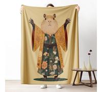 Funny Guinea Pig Blanket 30x40 Inch, Hilarious Hamster Fleece Throw Blanket for Couch Bed, Japanese Style Animal Soft Blankets Cozy Lightweight Flannel Small Blankets Warm for All Season